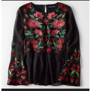 American Eagle outfitters embroidered peplum top size SMALL